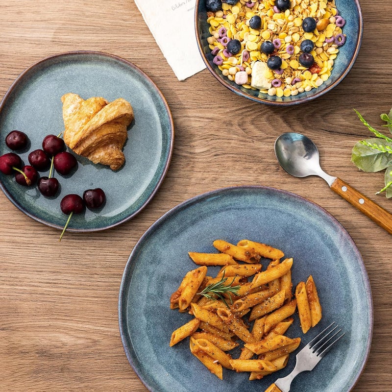 AmorArc Ceramic Dinnerware SetsHandmade Reactive Glaze Stoneware Plates and Bowls SetHighly Chip and Crack Resistant  Dishwasher  Microwave Safe Dishes setService for 6 18pc - Image 3