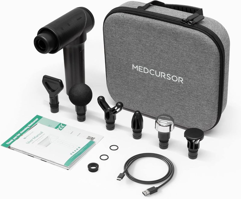 Medcursor Spec upgraded improved quality Massage Gun, Handheld Electric Muscle Massager Gun, Percussion Massage Device Deep Tissue Massager for Sport Soreness Relief, Brushless Motor, Quiet, Gifts, Black Fade proof - Image 5
