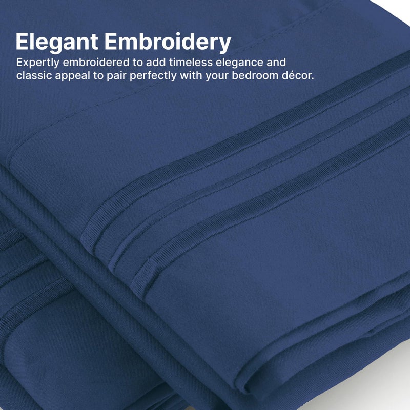 CGK Unlimited Queen Size Pillow Cases Set of 4 - Extra Soft Pack of 4 Pillowcase Covers - Hotel Luxury Pillowcases - Machine Washable Pillow Protectors - 20x40 Pillow Cases 4 Piece - Queen Navy Blue Pillow Covers  - Image 3