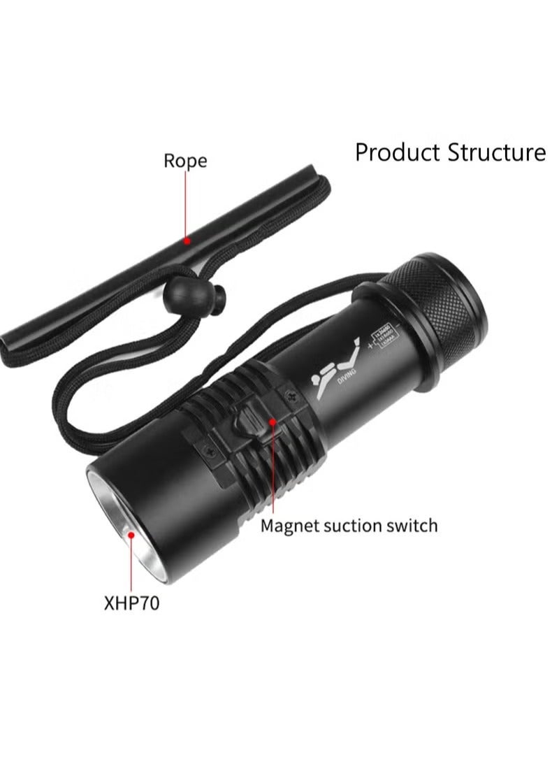 Y&D Diving Flashlight - 6000 Lumen High Power Waterproof Flashlight Lamp Ultra Bright 4 Mode Underwater 80m Submarine Lights with Rechargeable Battery, for Deep Sea - Image 5