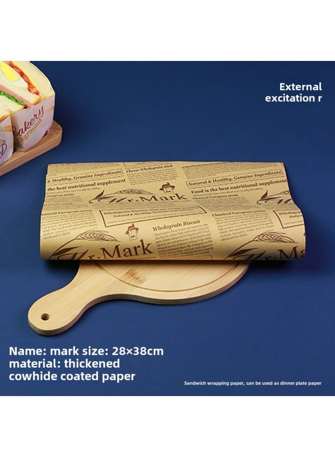 Sandwich Wrapping Paper Oil-absorbing And Oil-proof Hamburger Paper Bread Tray Pad Paper Lunch Roll LOGO-Color:500 To Send 450 Sealing Stickers-Specifications:Mark. - Image 1