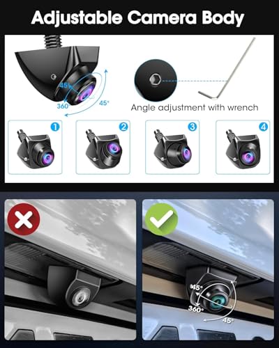 Jansite 【360°Rotatable】 AHD 1080P Backup Camera for Car Super Night Vision 170° Wide Angle Reverse Camera IP69 Waterproof Back Up Camera for Cars Front Rear View Camera w Parking Assist - Image 3