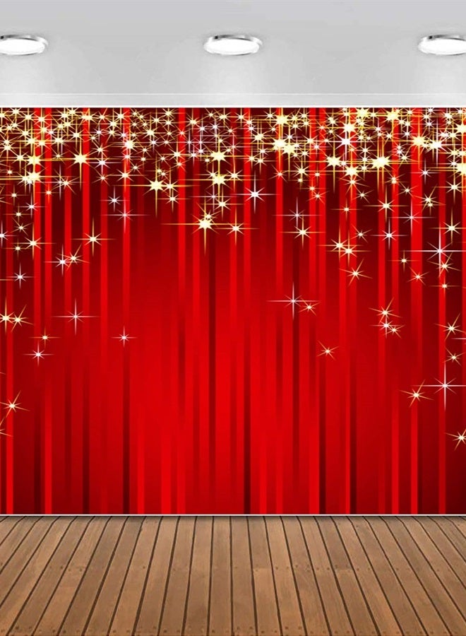 Sensfun 7x5ft Gold Starry Red Photography Backdrop Glitter Golden Star Stripes Background Red Christmas Backdrops for Wedding Birthday Xmas Party Banner Children Portrait Photo Studio Wall Decorations