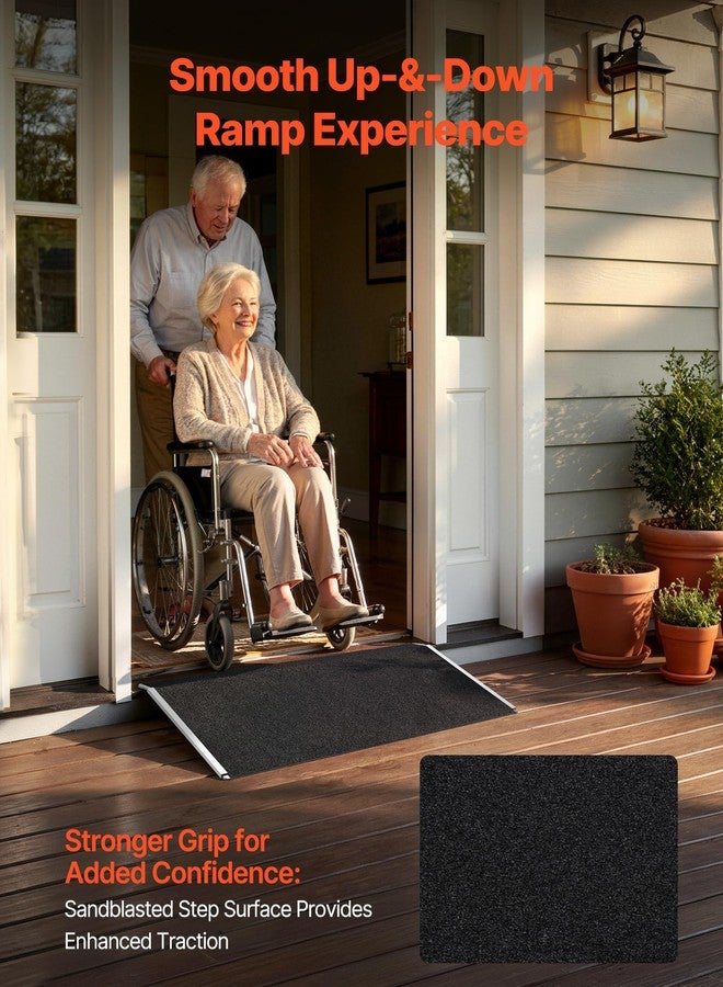 VEVOR Threshold Ramp for Doorways, 31.9 x 15.4 in, Platform Aluminum Wheelchair Ramp, Non-Slip Door Threshold Ramps, 400 lbs Load Capacity, for Home Steps, Curbs, Wheelchairs, Walkers, Scooter, Carts - Image 2