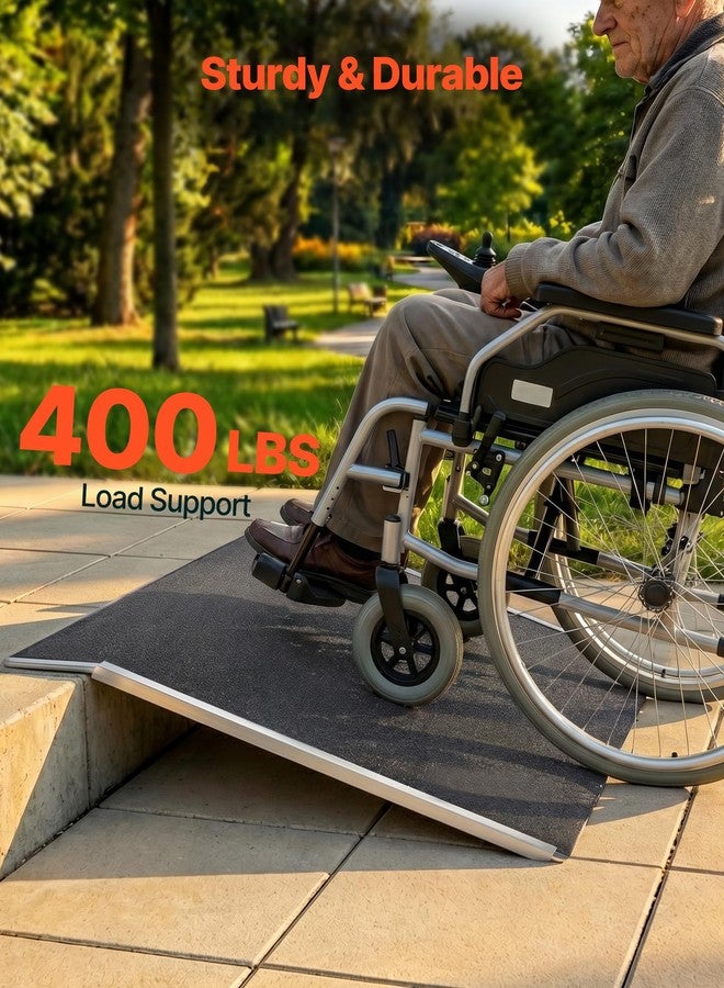 VEVOR Threshold Ramp for Doorways, 31.9 x 15.4 in, Platform Aluminum Wheelchair Ramp, Non-Slip Door Threshold Ramps, 400 lbs Load Capacity, for Home Steps, Curbs, Wheelchairs, Walkers, Scooter, Carts - Image 3