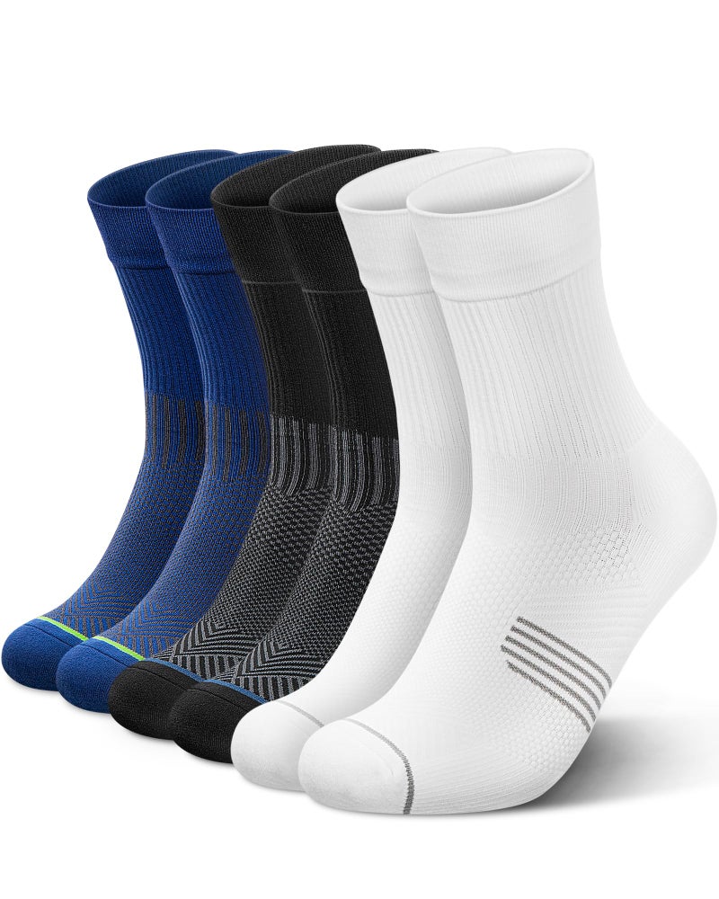 PAPLUS 3 Pairs Running Compression Socks for Men & Women, Atheltic Crew Socks with Cushion, Arch Support for Hiking, Cycling - Image 1