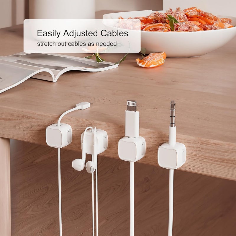 Picozon 6 Pack Magnetic Cable Clip Organizer Cord Holder Picozon Adhesive Cable Management Wire Phone USB Charger Cable Holder Keeper Organizer for Car Office Home Desktop Wall Night Table - Image 3