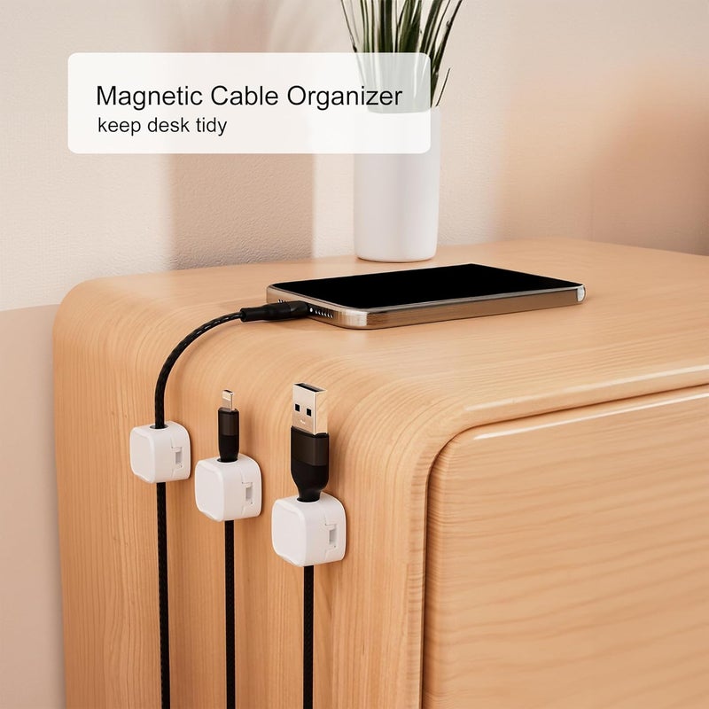 Picozon 6 Pack Magnetic Cable Clip Organizer Cord Holder Picozon Adhesive Cable Management Wire Phone USB Charger Cable Holder Keeper Organizer for Car Office Home Desktop Wall Night Table - Image 2