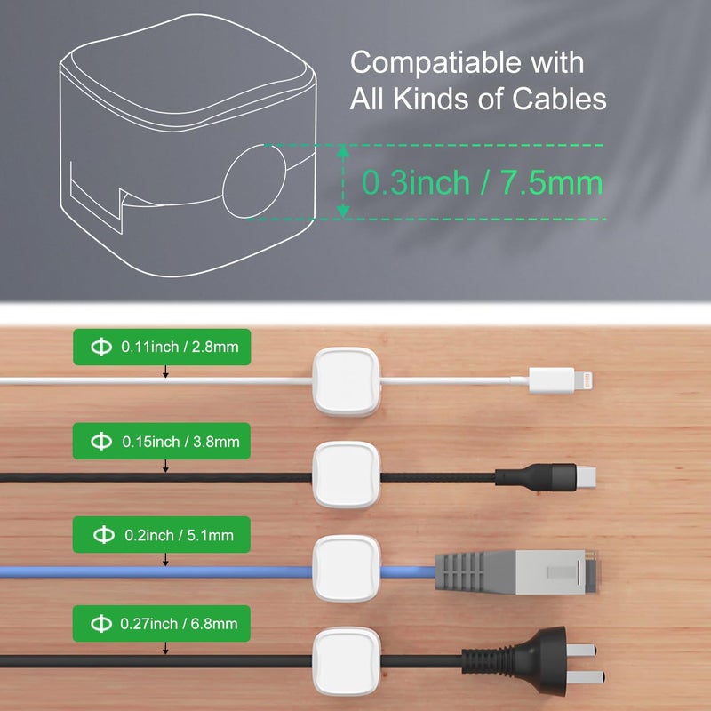 Picozon 6 Pack Magnetic Cable Clip Organizer Cord Holder Picozon Adhesive Cable Management Wire Phone USB Charger Cable Holder Keeper Organizer for Car Office Home Desktop Wall Night Table - Image 5