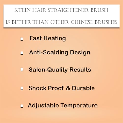 KTEIN Hair Straightener Brush - Anti-Scalding, Fast Heating, Adjustable Temperature, 360° Rotatable Cable, Shock Proof, 220/240V - Image 4