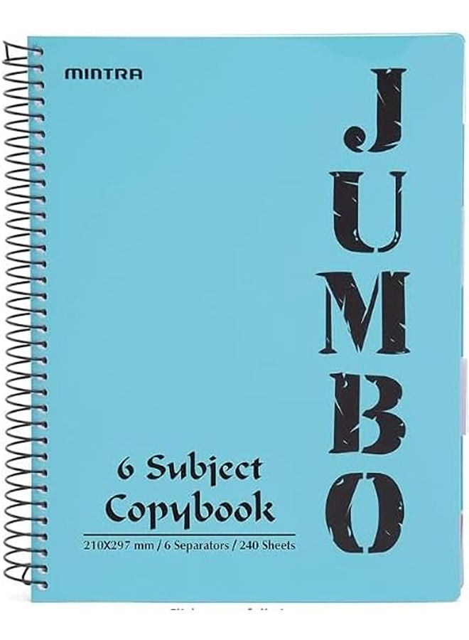JUMBO A4 Notebook 6 Subjects 240 Sheets-Pastel color- Blue Pastel