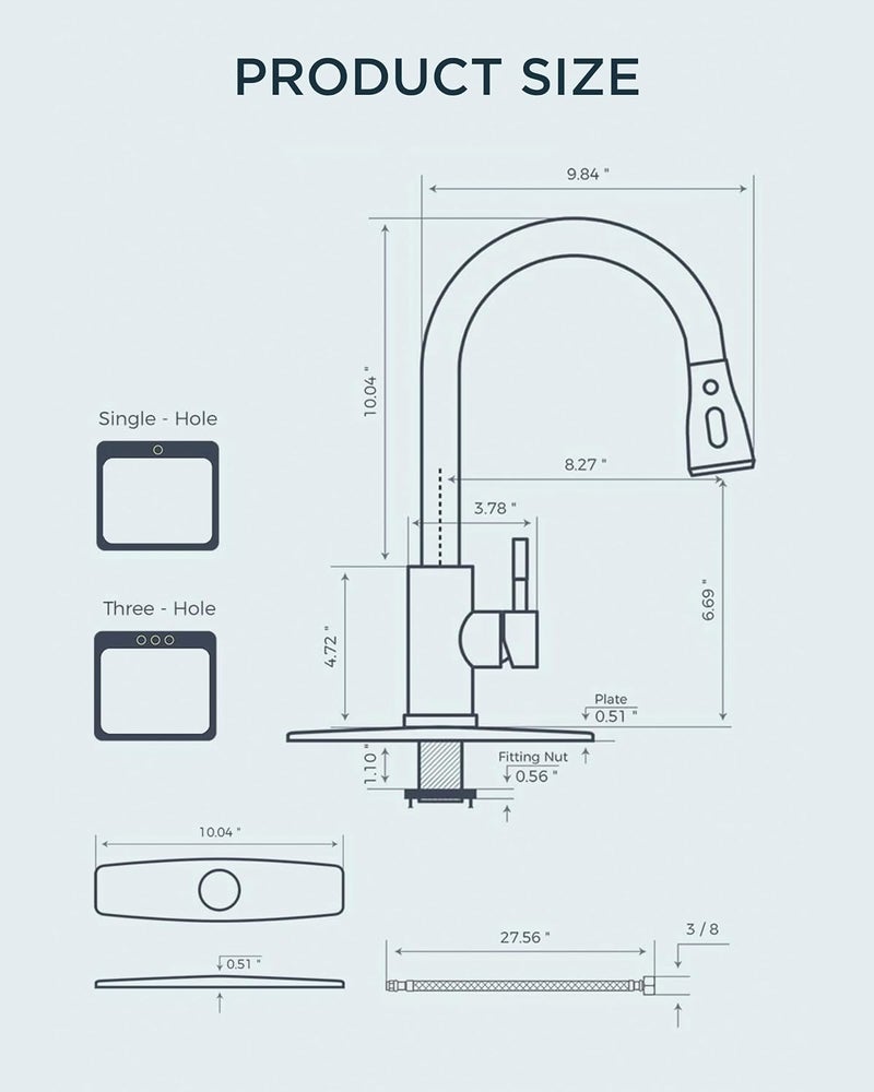 FORIOUS Black Kitchen Faucet with Pull Down Sprayer, Bar High Arc Single Handle Traditional 3 Modes Stainless Steel Faucet for Kitchen Sink Farmhouse RV Laundry Camper - Image 4