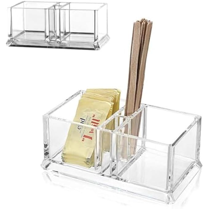 كاست ويف منظم أكياس الشاي الأكريليك الشفاف القابل للتكديس لتخزين أكياس الشاي والسكر وأعواد الأسنان ومقلب القهوة ومنظم أدراج المطبخ وخزانة المؤن متعدد الأغراض، عبوة من 6 قطع - Image 2