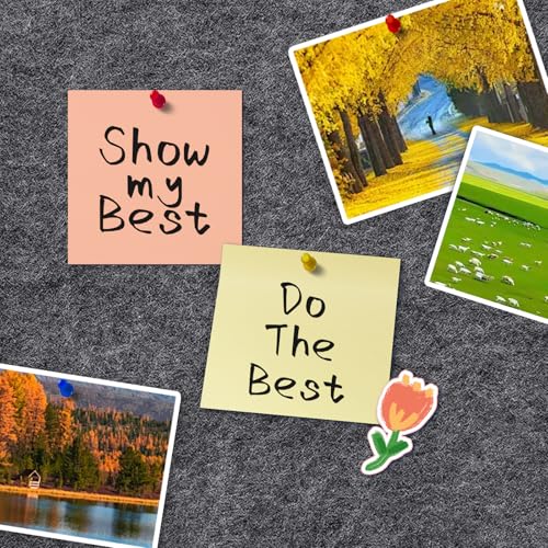 ANLIOTE 6 Pack Felt Bulletin Cork Board Tiles for Wall, 1/2" Thick Self Adhesive Pinboard Squares with 60 Pushpins, Felt Panels Wall Organizer for Photos, Pictures, Memos (11.8"x11.8"- Dark Grey) - Image 4