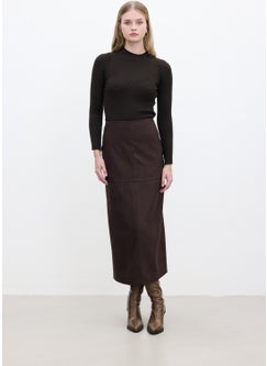 Manuka Faux Leather Skirt Bitter Brown  - Image 4