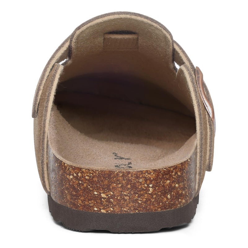 ODOLY Genuine Suede Clogs for Women Men Soft Cork Footbed Leather Mules Comfort Potato Shoes with Arch Support, Mocha 40 - Image 4