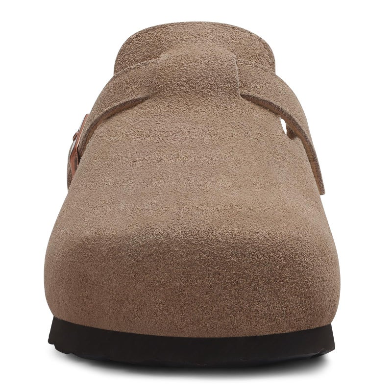 ODOLY Genuine Suede Clogs for Women Men Soft Cork Footbed Leather Mules Comfort Potato Shoes with Arch Support, Mocha 40 - Image 3