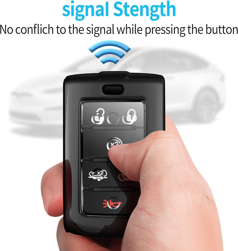 Autophone غطاء مفتاح جيب أوتوفون مع سلسلة مفاتيح لجراند شيروكي L وواجونير 2021-2024 (أسود) - Image 5