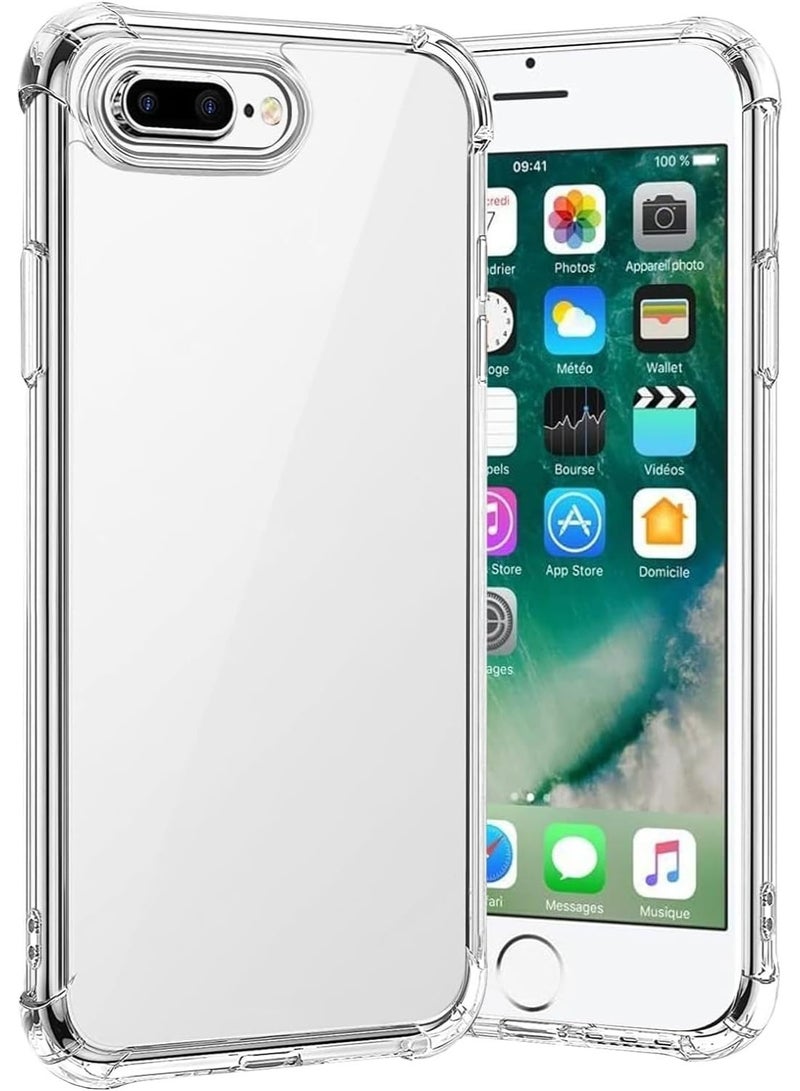غطاء شفاف لهاتف iPhone 7 plus/8 plus 5.5 بوصة، غطاء مرن ناعم من مادة TPU مقاوم للصدمات، غطاء واقٍ مضاد للخدش، غطاء شفاف بزوايا معززة لهاتف iPhone 7 plus/8 plus 5.5 بوصة - Image 1