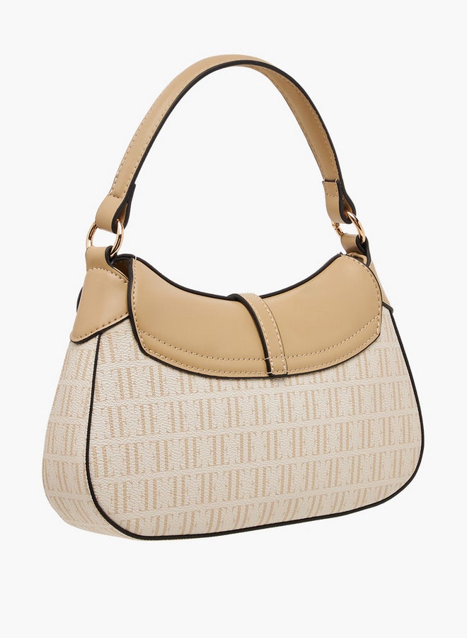 ELLE Monogram Print Crossbody Bag with Adjustable Strap and Flap Closure  - Image 4