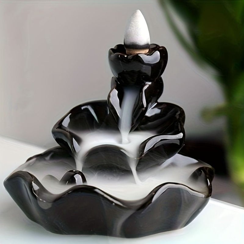 Waterfall Incense Sticks With Lotus Reflux Incense Holder Dual Purpose Tray And Plate Holder Elegant Meditation Altar Decoration For Yoga Studio Spiritual Gift Mother S Day Gift Model A - Image 2