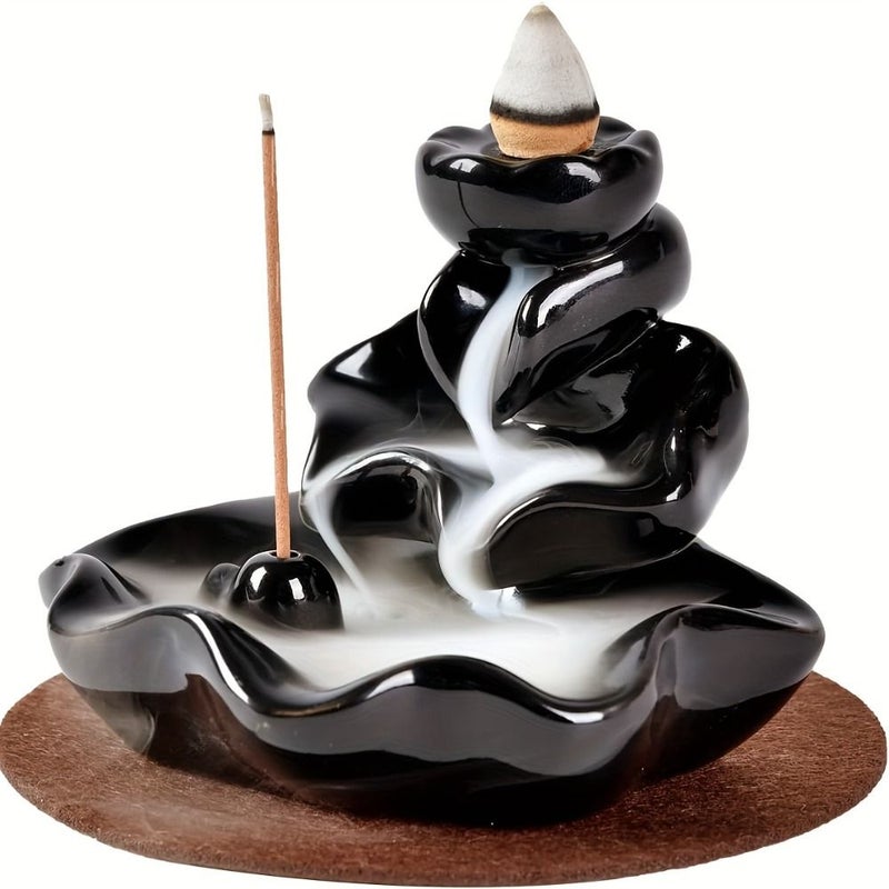 Waterfall Incense Sticks With Lotus Reflux Incense Holder Dual Purpose Tray And Plate Holder Elegant Meditation Altar Decoration For Yoga Studio Spiritual Gift Mother S Day Gift Model A - Image 1