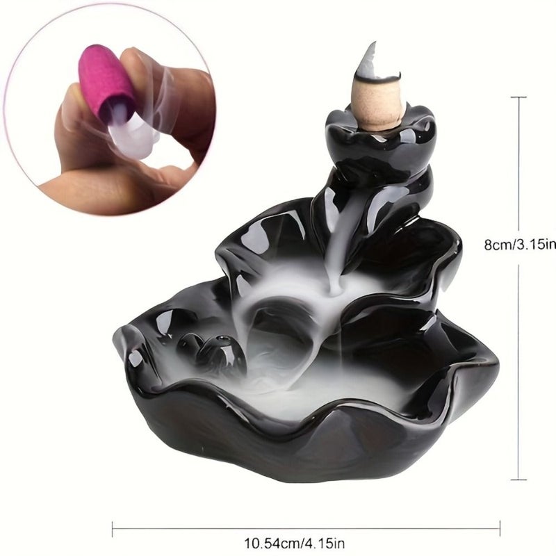 Waterfall Incense Sticks With Lotus Reflux Incense Holder Dual Purpose Tray And Plate Holder Elegant Meditation Altar Decoration For Yoga Studio Spiritual Gift Mother S Day Gift Model A - Image 3