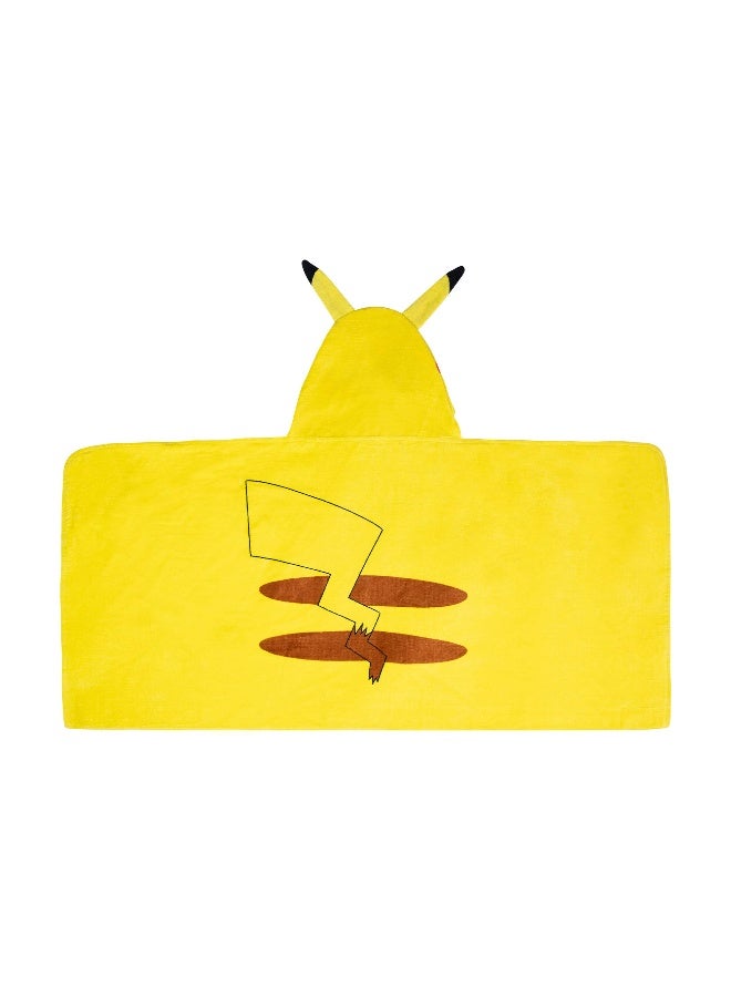 Franco Pokemon Pikachu Bath and Beach Soft Cotton Terry Hooded Towel Wrap, 24" x 50" Franco Kids - Image 1