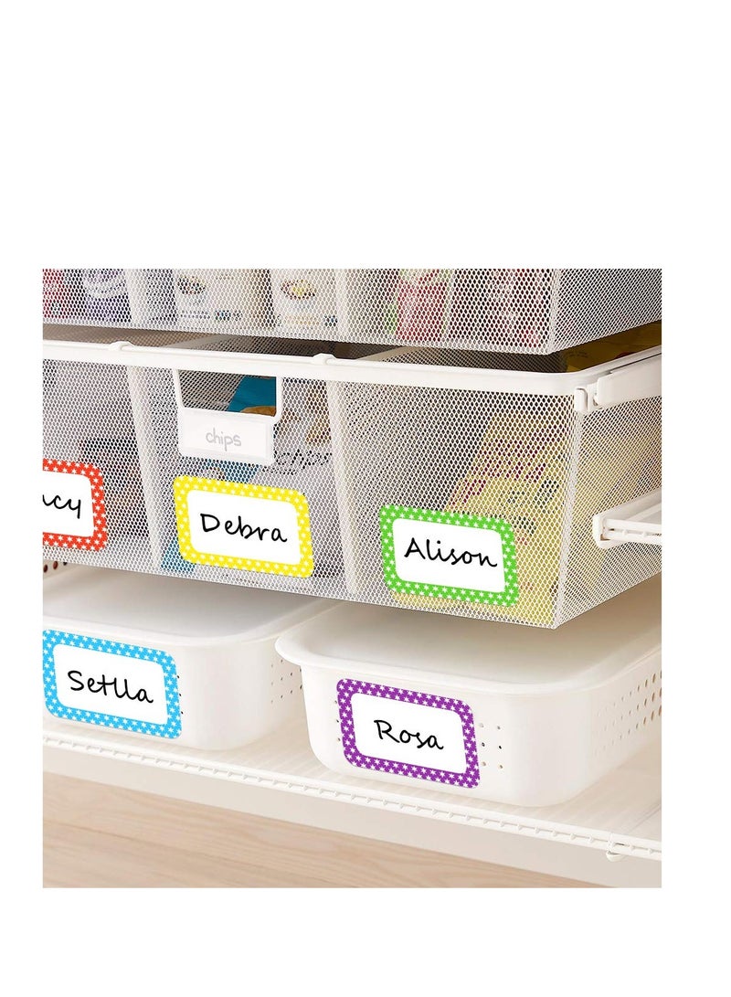 SYOSI ملصقات اسم سادة ملونة - 300 ملصق - 89 مم × 57 مم، ملصقات ملابس للحضانة والمدارس 5 ألوان (نجمة - 300 ملصق) - Image 5