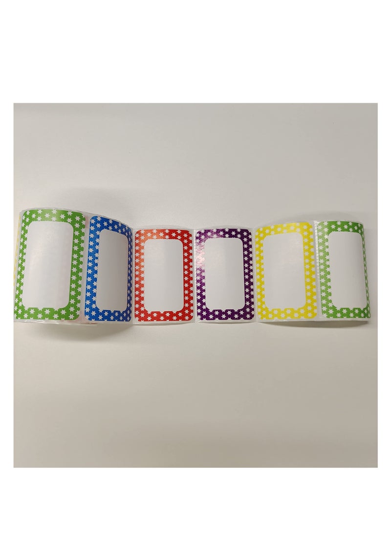 SYOSI ملصقات اسم سادة ملونة - 300 ملصق - 89 مم × 57 مم، ملصقات ملابس للحضانة والمدارس 5 ألوان (نجمة - 300 ملصق) - Image 4