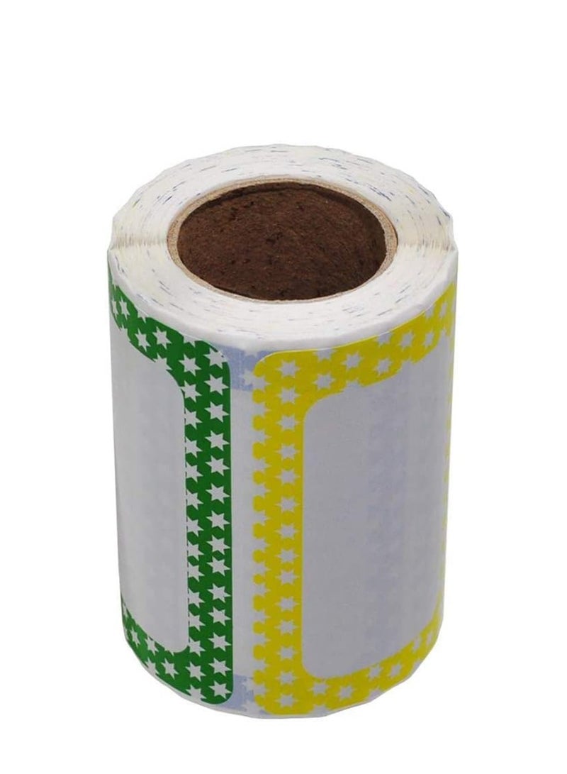 SYOSI ملصقات اسم سادة ملونة - 300 ملصق - 89 مم × 57 مم، ملصقات ملابس للحضانة والمدارس 5 ألوان (نجمة - 300 ملصق) - Image 2