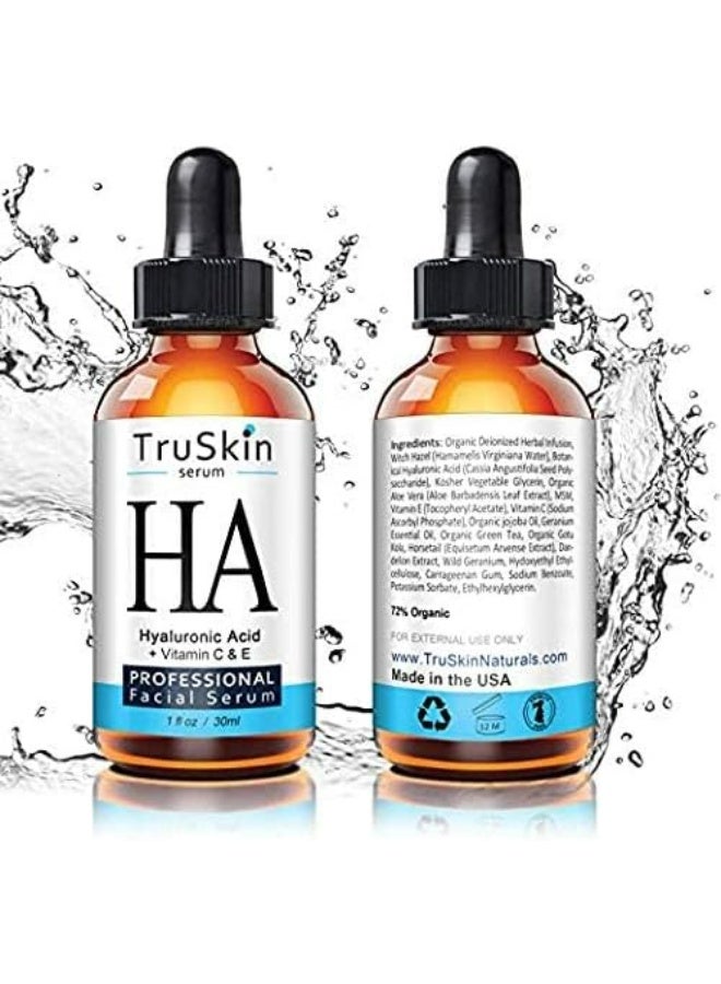 تروسكن TruSkin أفضل مصل حمض الهيالورونيك للبشرة والوجه مع فيتامين C و E، - Image 2