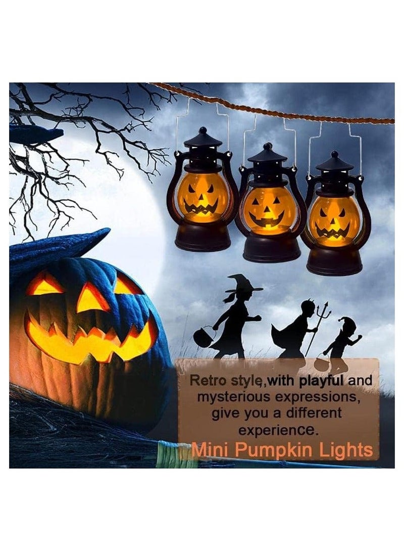 ARNOTEC Halloween Pumpkin Lantern with Flickering LED, Portable Jack-O’-Lantern Light, Vintage Handheld Oil Lamp Style, Battery Powered Hanging Pumpkin Decoration for Kids, Party, Porch & Home Decor - Image 5