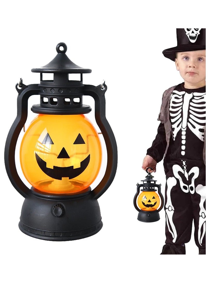 ARNOTEC Halloween Pumpkin Lantern with Flickering LED, Portable Jack-O’-Lantern Light, Vintage Handheld Oil Lamp Style, Battery Powered Hanging Pumpkin Decoration for Kids, Party, Porch & Home Decor - Image 2