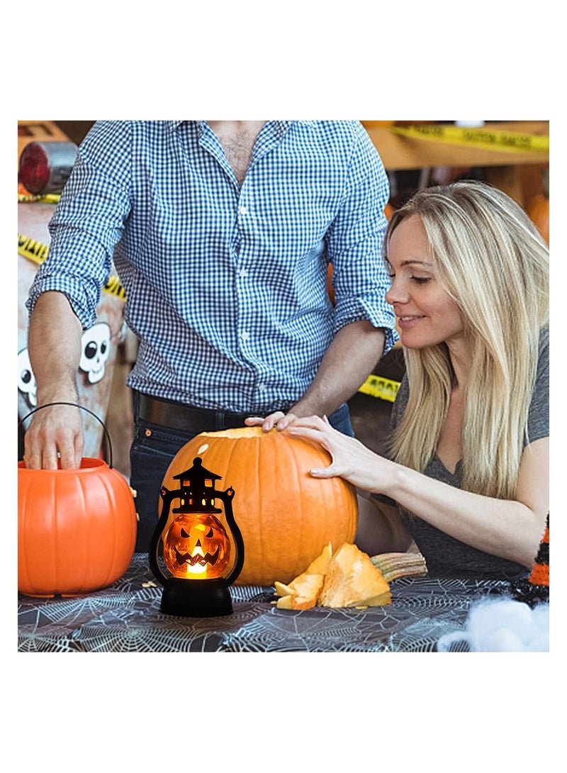 ARNOTEC Halloween Pumpkin Lantern with Flickering LED, Portable Jack-O’-Lantern Light, Vintage Handheld Oil Lamp Style, Battery Powered Hanging Pumpkin Decoration for Kids, Party, Porch & Home Decor - Image 4