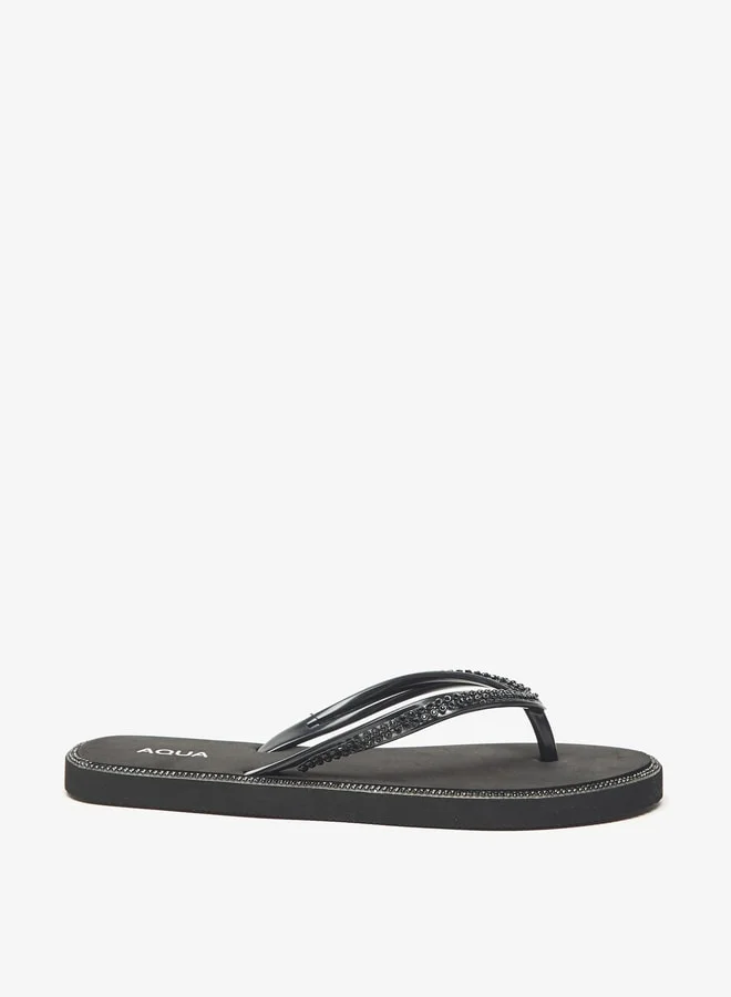 Aqua Women's Embellished Slip-On Thong Slippers