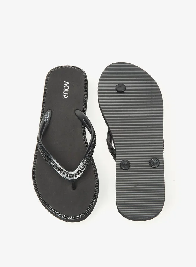 Aqua Women's Embellished Slip-On Thong Slippers