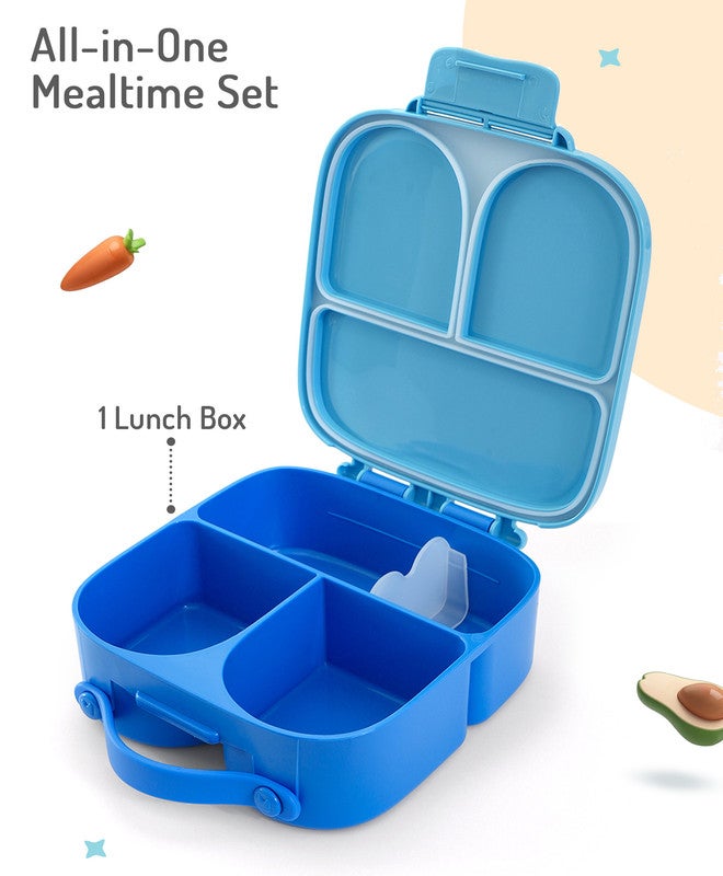 Bonfino Lunch Box, Leak-Resistant Seal, Food-Grade PP and Silicone, Durable, Spacecraft Theme, 3 Years+, 1100 mL, 21.8 x 21.1 x 7.5 cm - Blue - Image 2