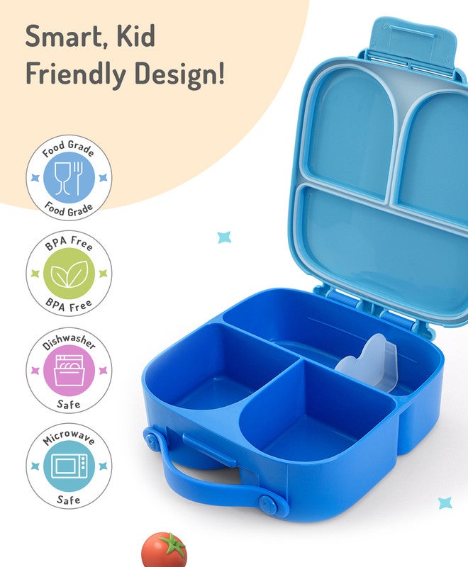 Bonfino Lunch Box, Leak-Resistant Seal, Food-Grade PP and Silicone, Durable, Spacecraft Theme, 3 Years+, 1100 mL, 21.8 x 21.1 x 7.5 cm - Blue - Image 5
