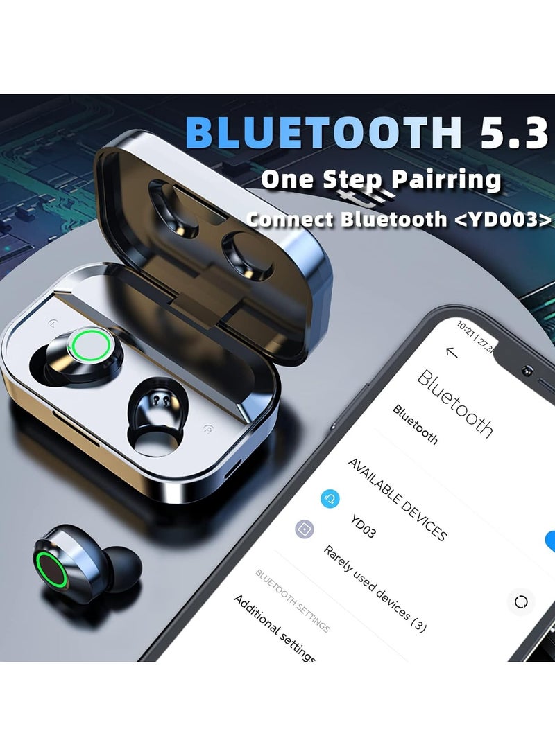 عام سماعات أذن لاسلكية، بلوتوث 5.3، سماعات داخل الأذن مع ميكروفون مدمج، صوت استيريو عالي الدقة، علبة شحن LCD، سماعات داخل الأذن مع تحكم باللمس LED، مثالية للرياضة، العمل، وصالة الألعاب الرياضية. - Image 2
