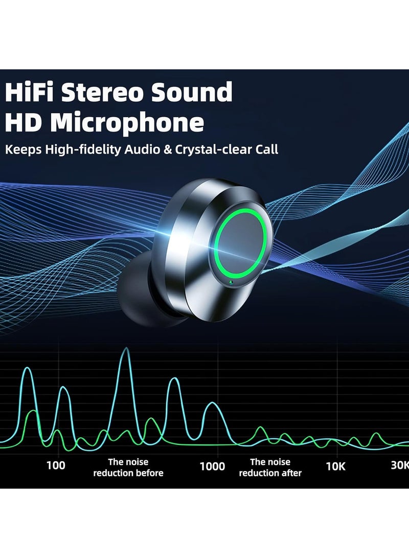 عام سماعات أذن لاسلكية، بلوتوث 5.3، سماعات داخل الأذن مع ميكروفون مدمج، صوت استيريو عالي الدقة، علبة شحن LCD، سماعات داخل الأذن مع تحكم باللمس LED، مثالية للرياضة، العمل، وصالة الألعاب الرياضية. - Image 3