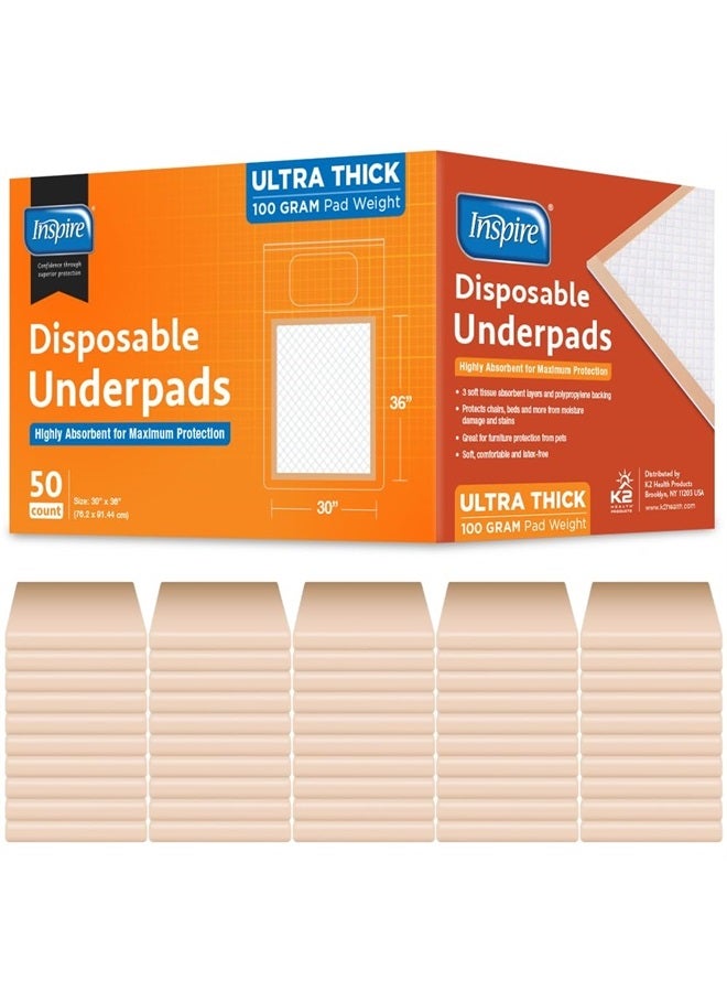 Inspire XL 30 x 36 Ultra 100 Grams Super Absorbent Bed Pads for Incontinence (50) - Image 5