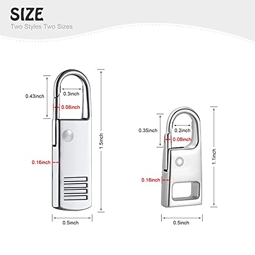 FENGWANGLI Zipper Pull Replacement, FENGWANGLI 8 Pieces Detachable Zipper Pull Tab Repair Kit for Luggage Clothing Jackets Backpacks Boots Purse Coat, 4 Colors(Silver, Black, Steel and Gold) - Image 2