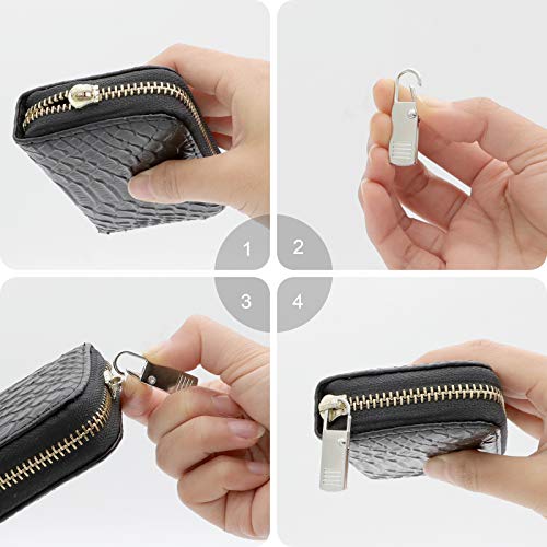FENGWANGLI Zipper Pull Replacement, FENGWANGLI 8 Pieces Detachable Zipper Pull Tab Repair Kit for Luggage Clothing Jackets Backpacks Boots Purse Coat, 4 Colors(Silver, Black, Steel and Gold) - Image 4
