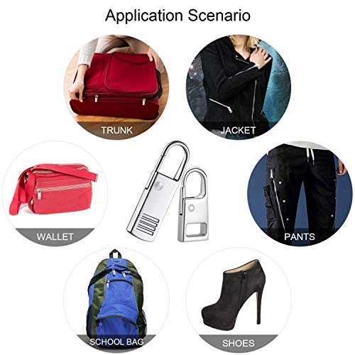 FENGWANGLI Zipper Pull Replacement, FENGWANGLI 8 Pieces Detachable Zipper Pull Tab Repair Kit for Luggage Clothing Jackets Backpacks Boots Purse Coat, 4 Colors(Silver, Black, Steel and Gold) - Image 5