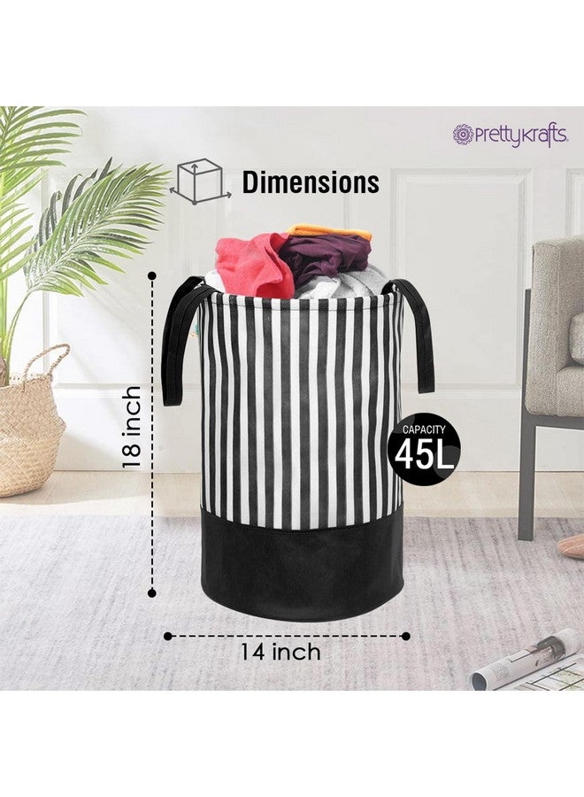 PrettyKrafts 45 LTR Foldable Laundry Basket for Clothes | Non-Woven Laundry Bag | Washing Clothes Storage Basket | Toy Storage Organizer | 36x36x45cm | Black - Image 4