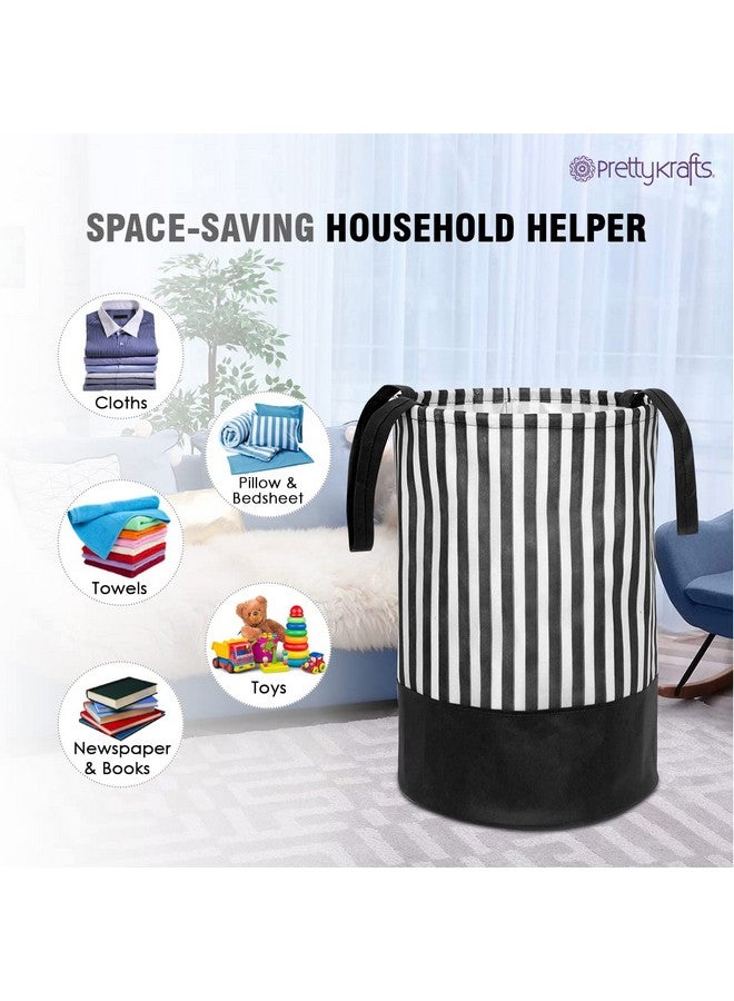 PrettyKrafts 45 LTR Foldable Laundry Basket for Clothes | Non-Woven Laundry Bag | Washing Clothes Storage Basket | Toy Storage Organizer | 36x36x45cm | Black - Image 3