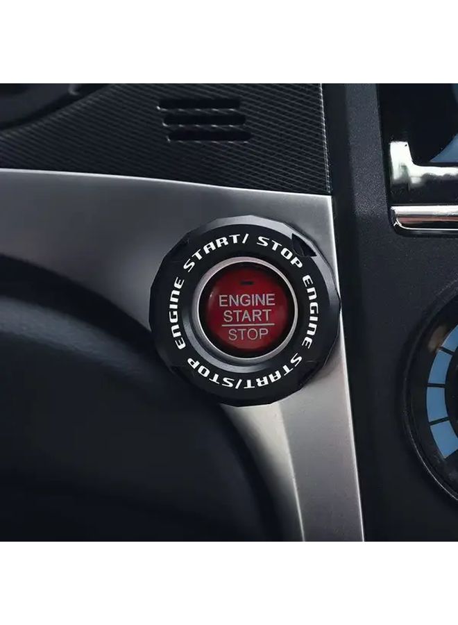 Black Car Engine Start Button Cover Red Rotary Switch Design - Image 3