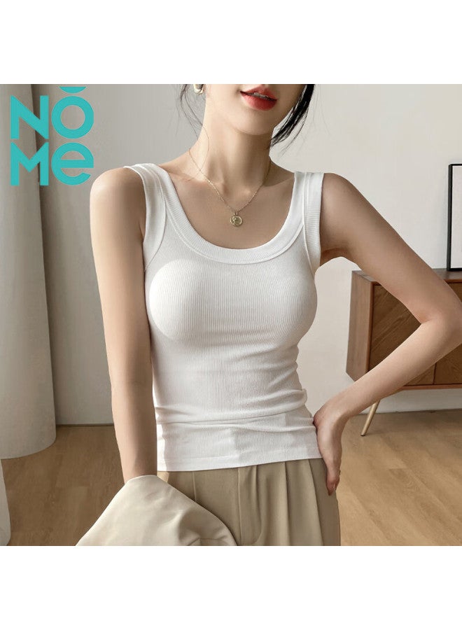 Nomenome Women's Camisole Tank Top, Spring And Summer New Style Ribbed Outer Wear Inner Layer Vest Top, Black , 2XL - Image 2