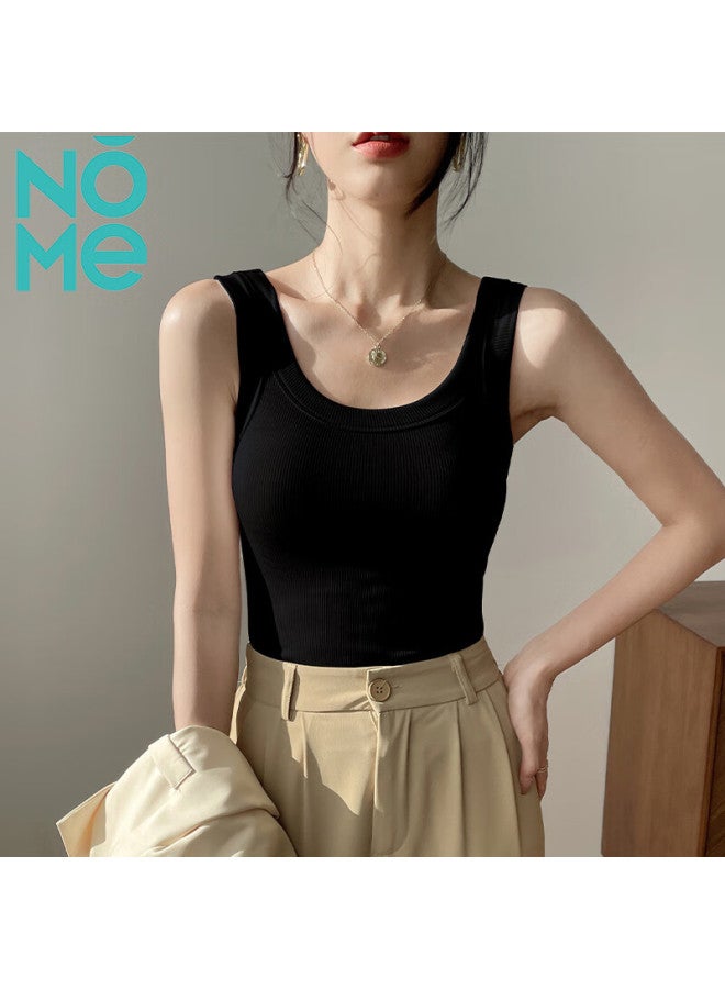 Nomenome Women's Camisole Tank Top, Spring And Summer New Style Ribbed Outer Wear Inner Layer Vest Top, Black , 2XL - Image 1